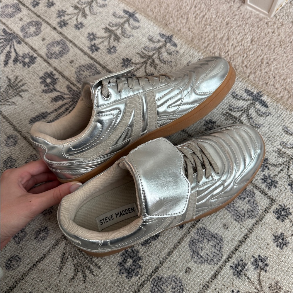 Steve Madden Metallic Silver Sneakers